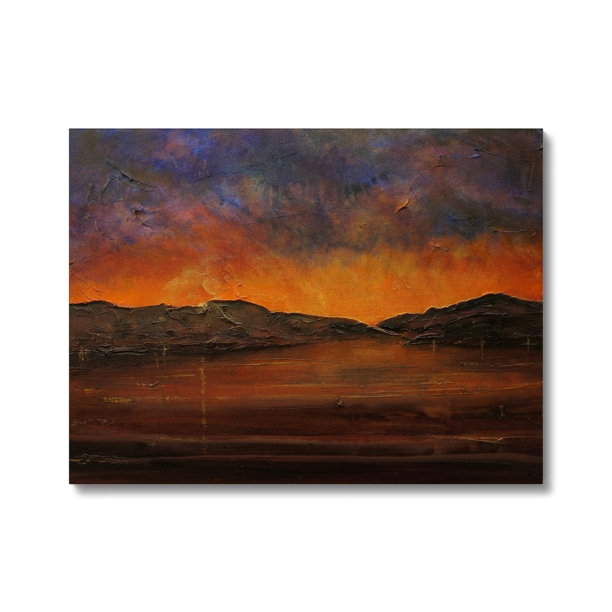 Brooding Clyde Dusk: Orange and Purple Sunset Landscape Canvas Print