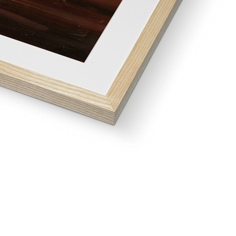 Wooden framed mounted print with dark brown artwork and white mat in A Brooding Clyde Dusk product