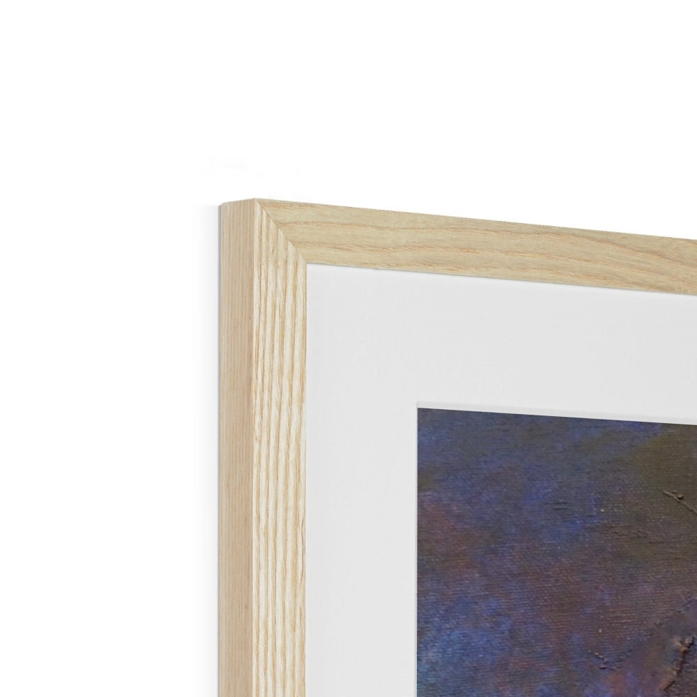 Light wood frame with white mat displaying the abstract painting of the Brooding Clyde Dusk print