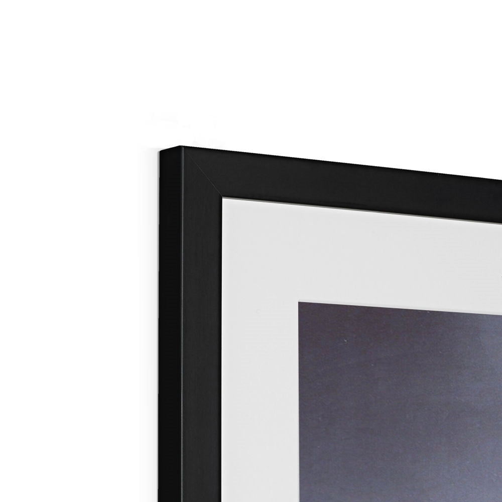 Black matte frame with white mat and dark gray Brooding Cuillin print