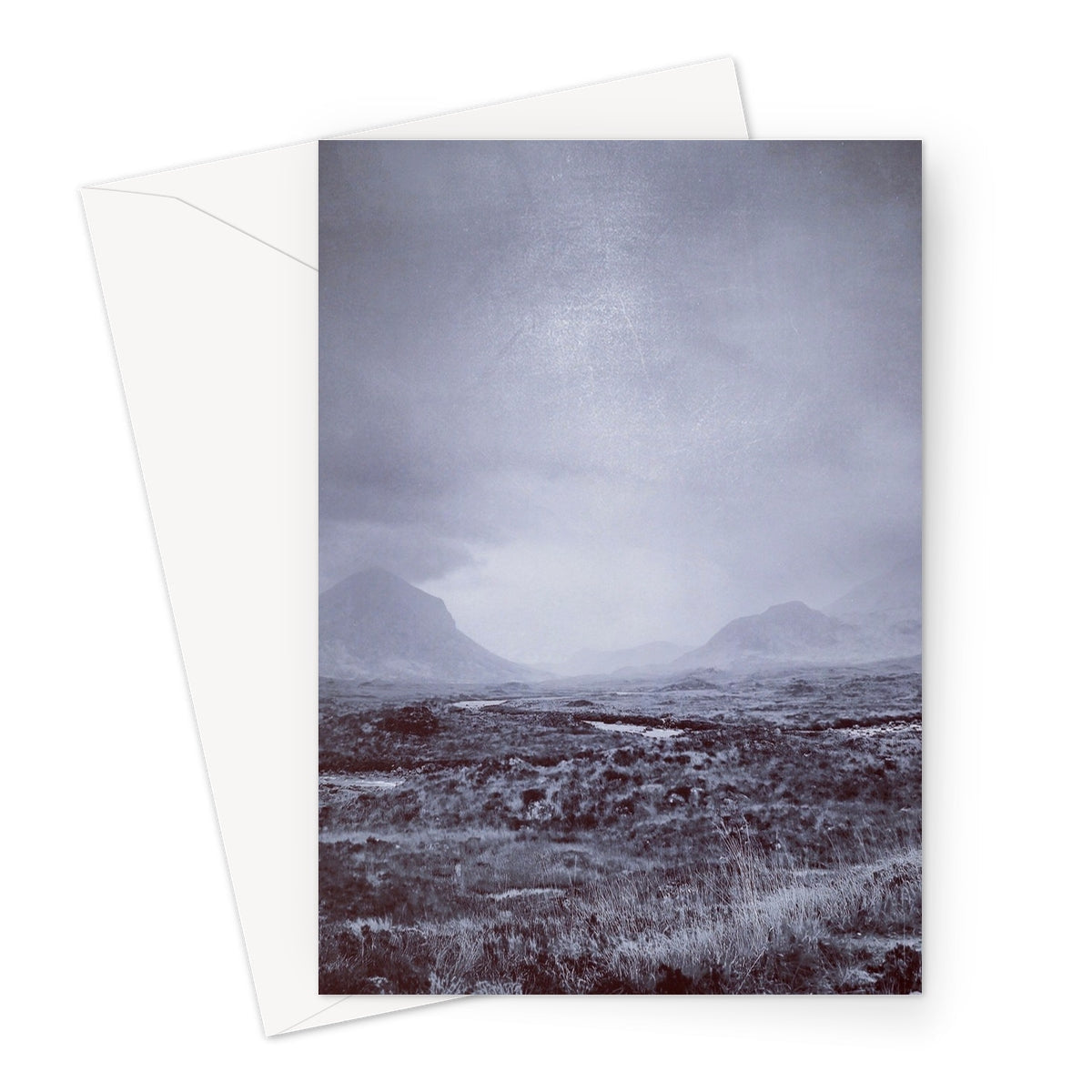 Black and white Cuillin mountains landscape greeting card