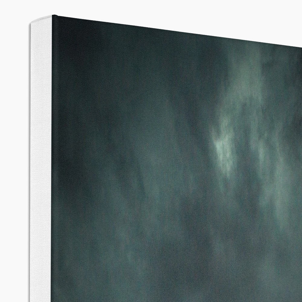 Charcoal gray abstract textured canvas print of Brooding Eilean Donan Castle