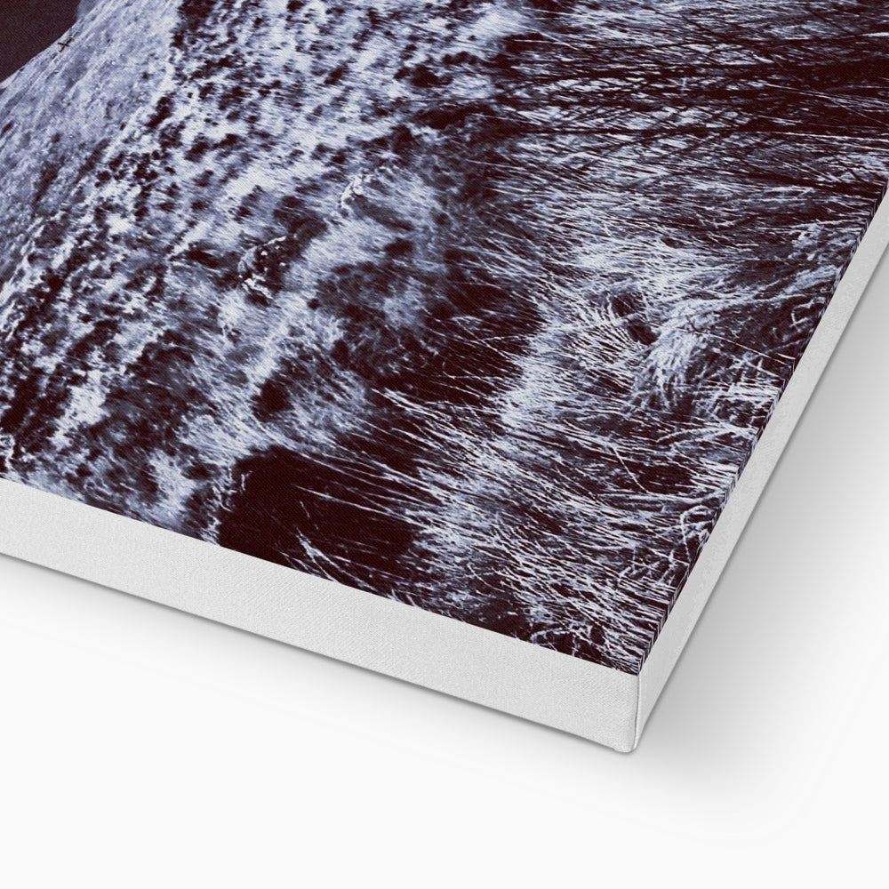 A Brooding Glen Varagil canvas print with abstract dark brown and white textured design