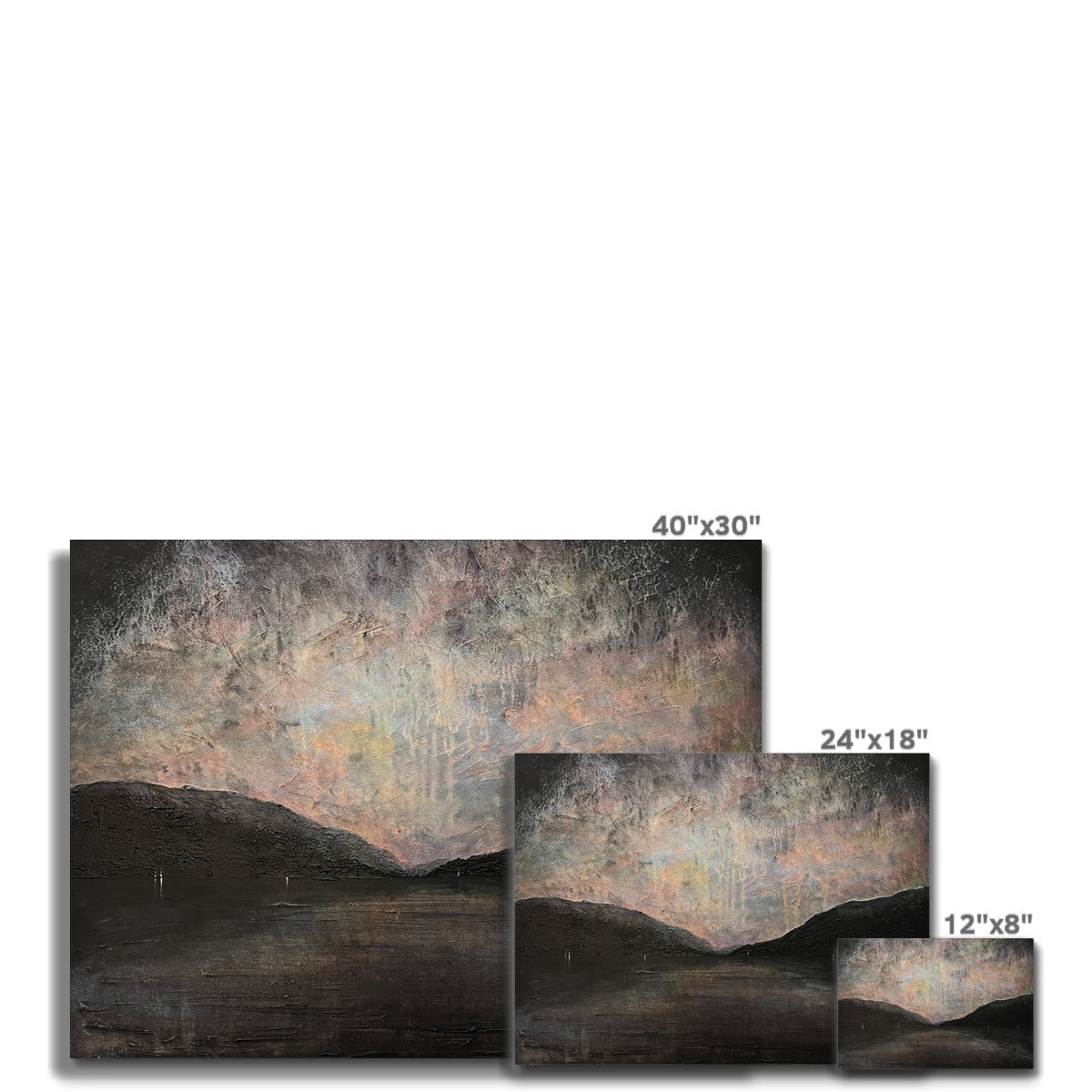 Abstract landscape painting on a Brooding Loch Lomond Canvas in muted earth tones