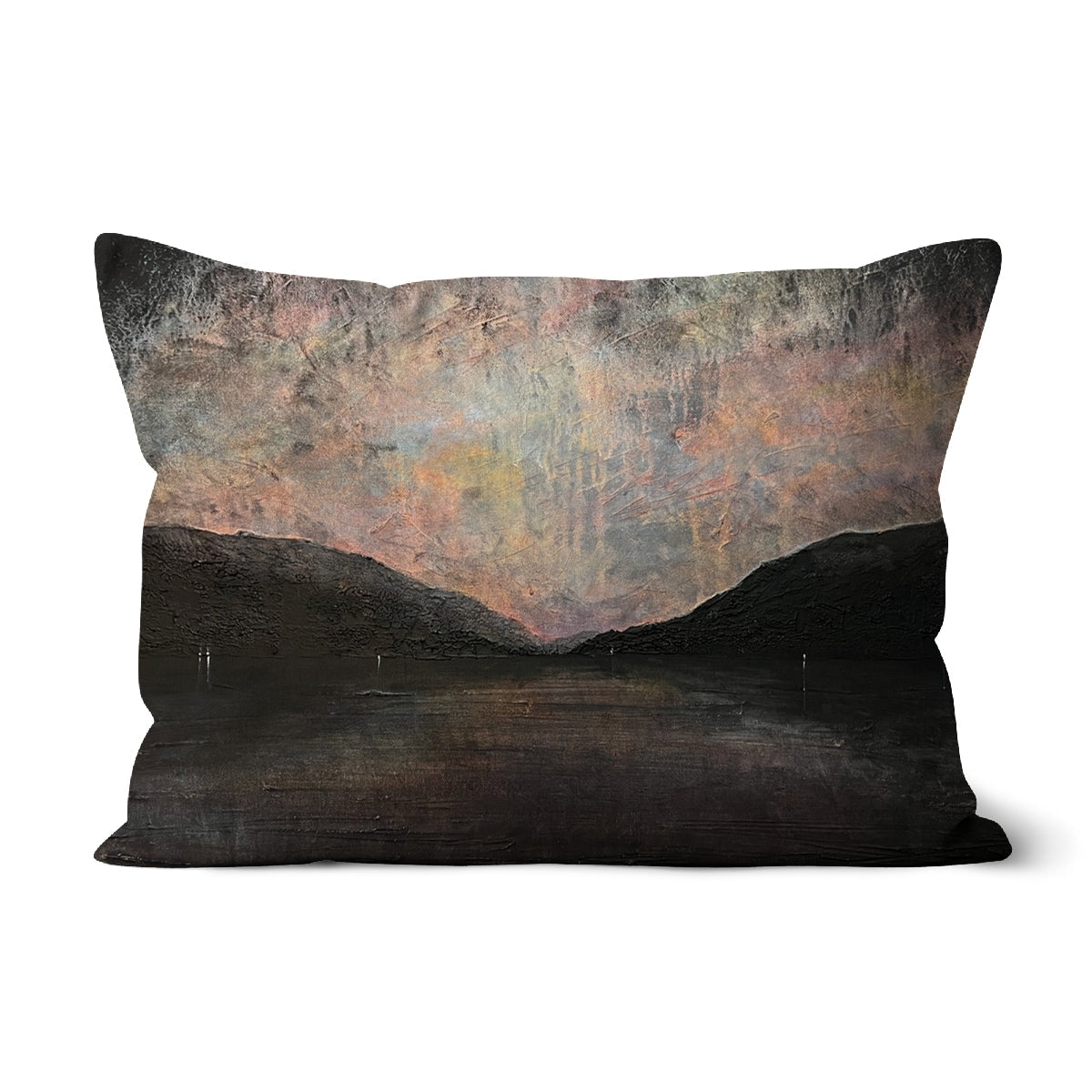 Black and gray textured abstract cushion from Loch Lomond collection