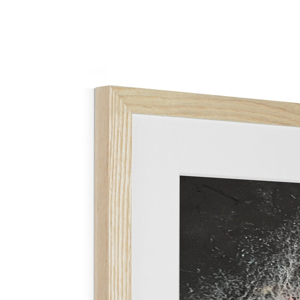 Light wood frame with black and white abstract art in A Brooding Loch Lomond print