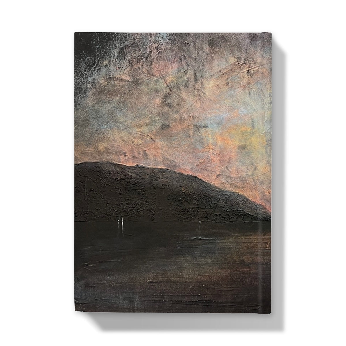 Abstract landscape canvas print with muted earth tones on the Brooding Loch Lomond Journal
