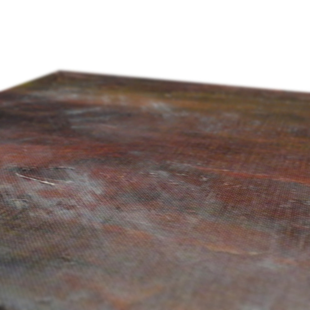 Brown leather wallet with metallic accents in Glencoe print