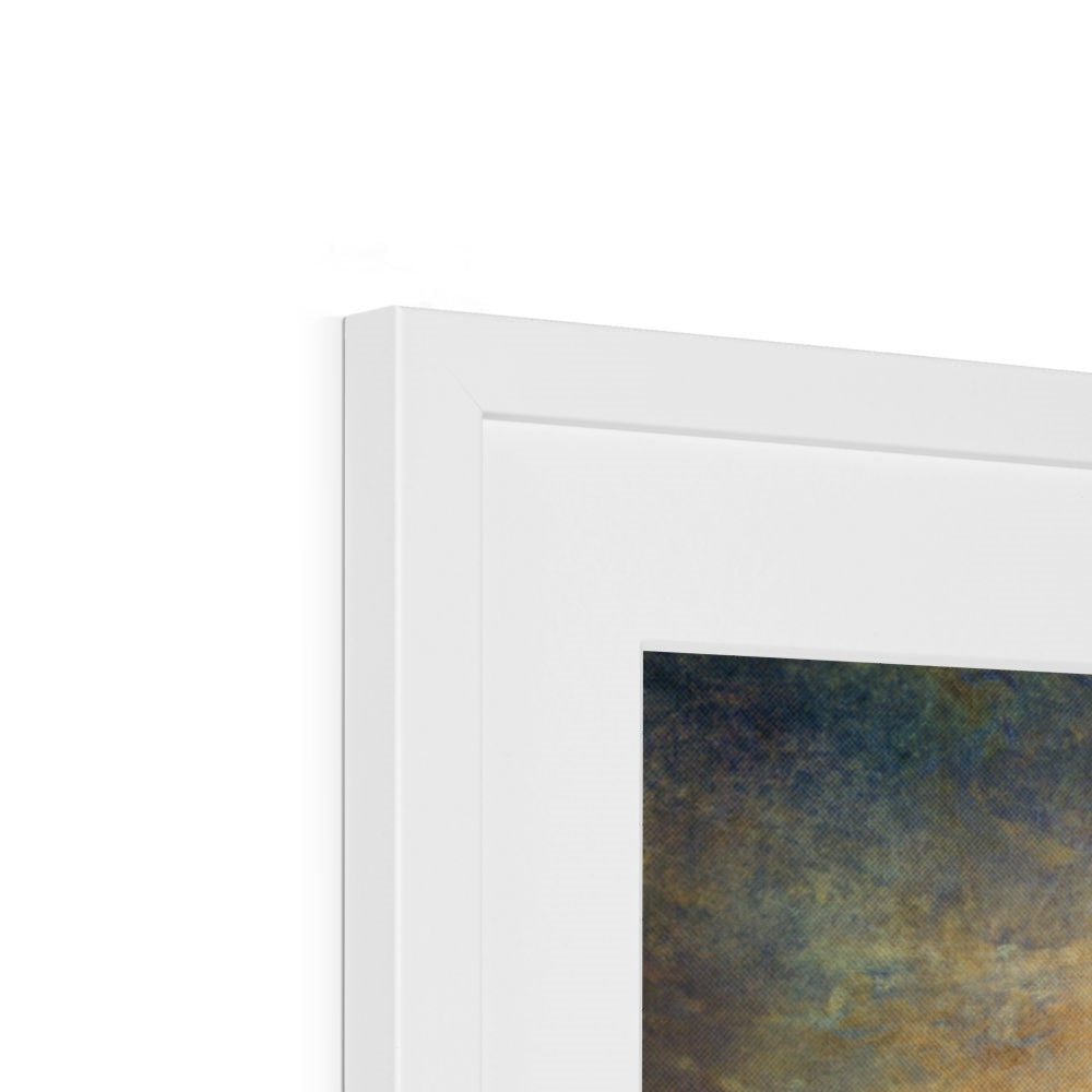 White framed A Brooding Sligachan art print with textured abstract earthy tones