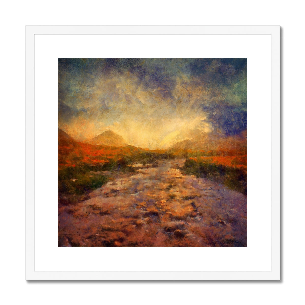 White-framed Brooding Sligachan impressionistic landscape art print