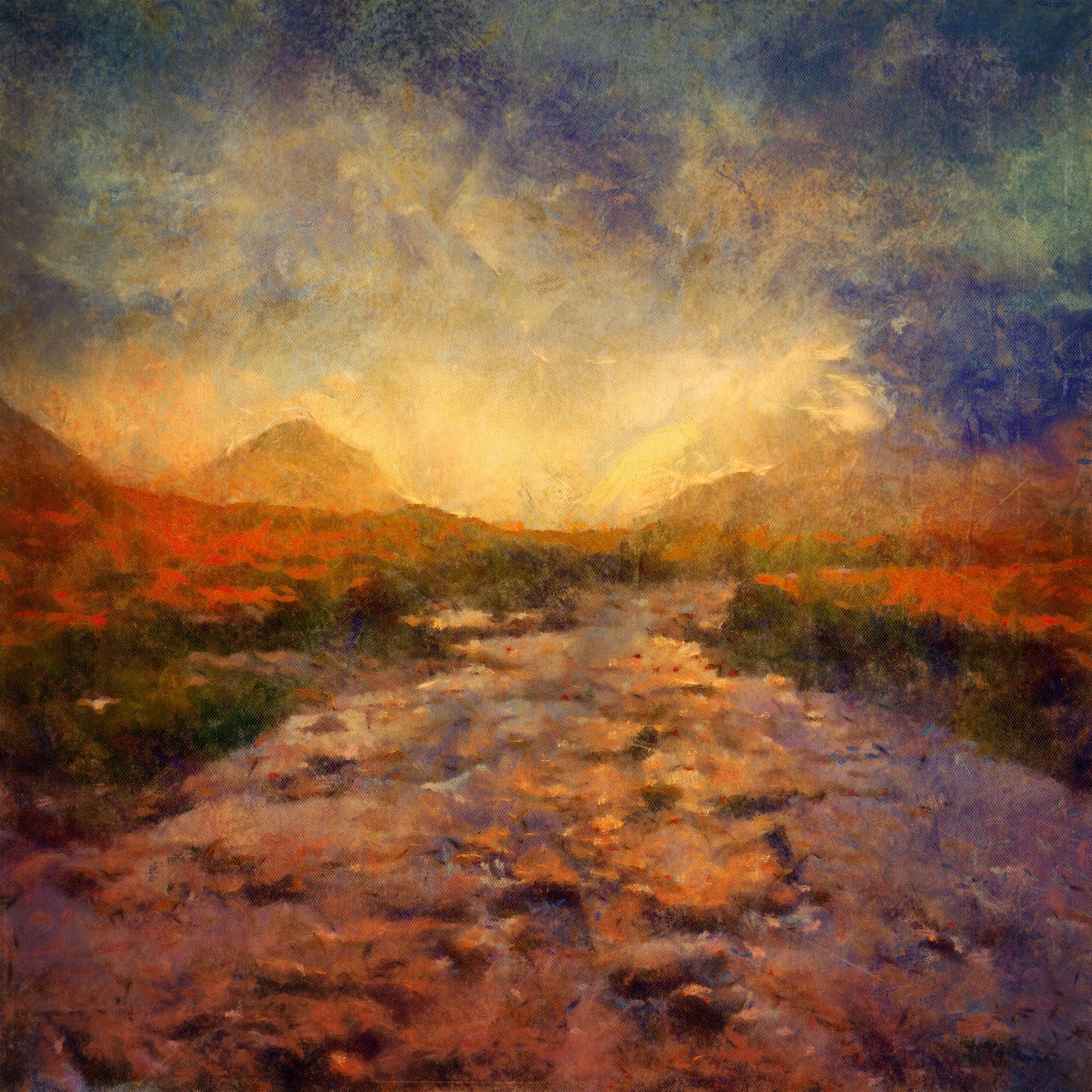 Impressionistic landscape painting from A Brooding Sligachan Original Painting collection