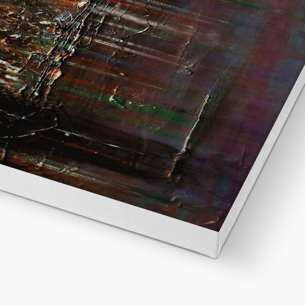 The Brooklyn Bridge canvas print with vibrant iridescent hues and textured brushstrokes