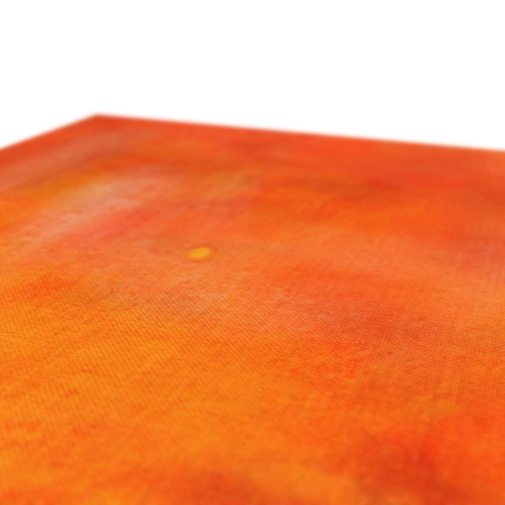 Orange textured cutting board with yellow speckles on Broughty Castle Sunset canvas