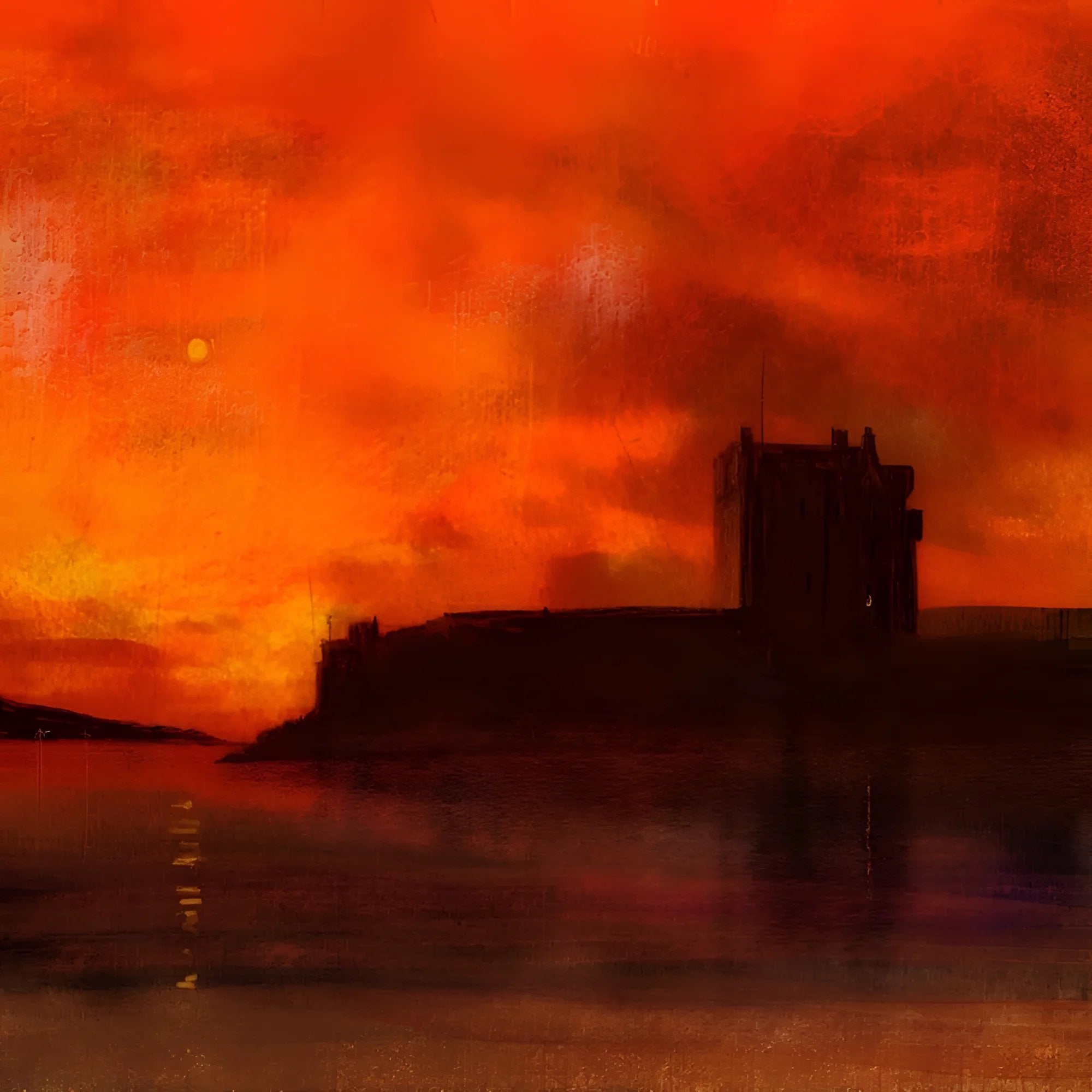 Silhouette of Broughty Castle at sunset in Scotland In Your Pocket product