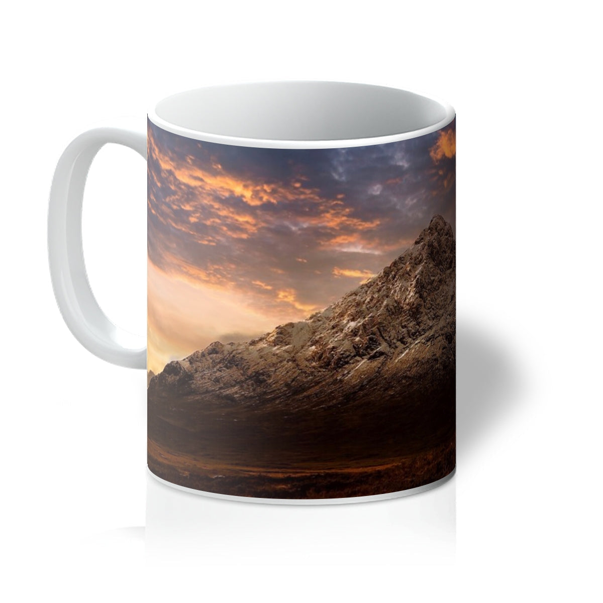 Buachaille Etive Mor Dusk ceramic mug with sunset mountain landscape
