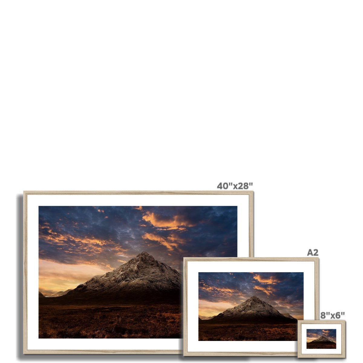 40x28 inch framed Buachaille Etive Mor dusk mountain print