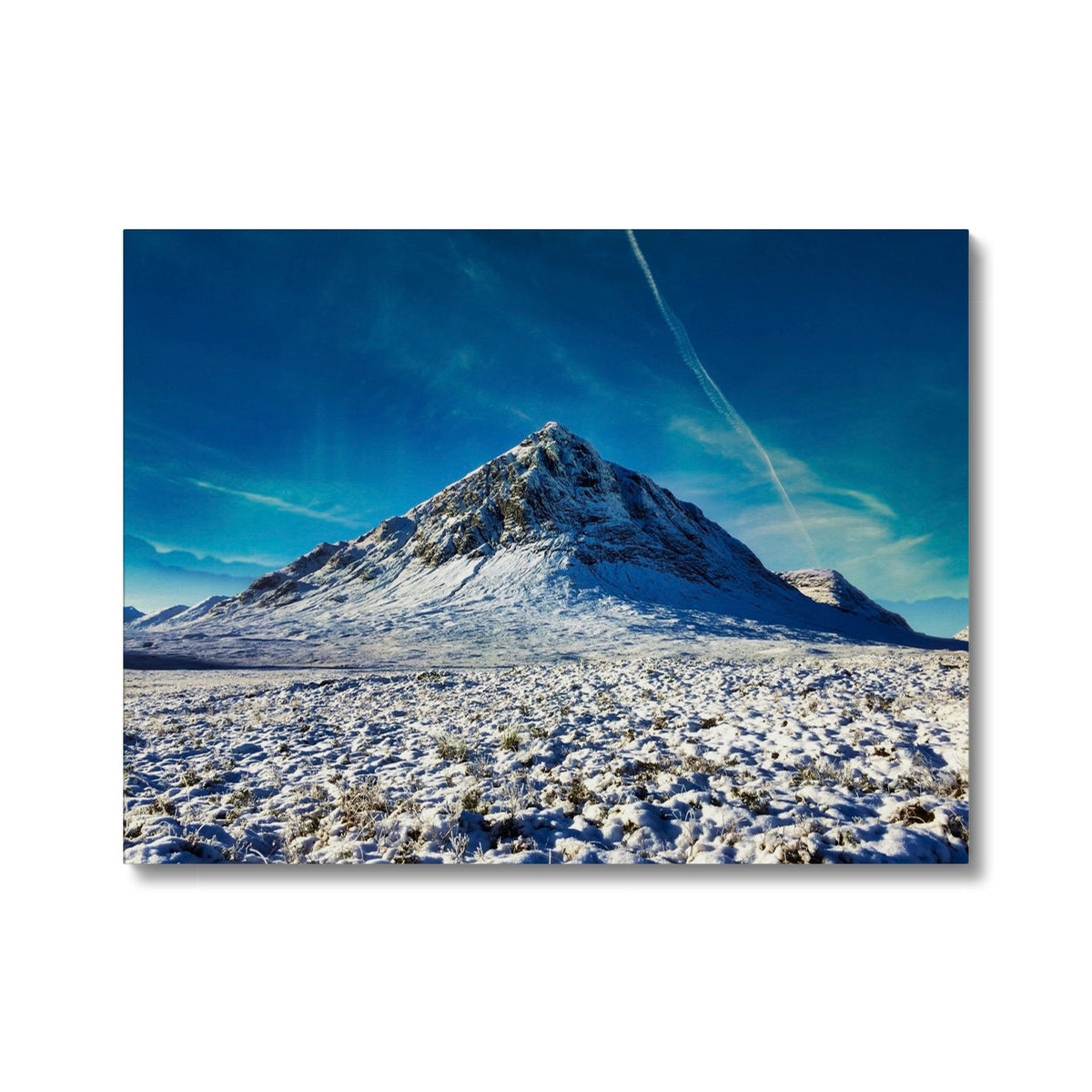 Snow-covered Buachaille Etive Mor mountain peak sticker on winter canvas print