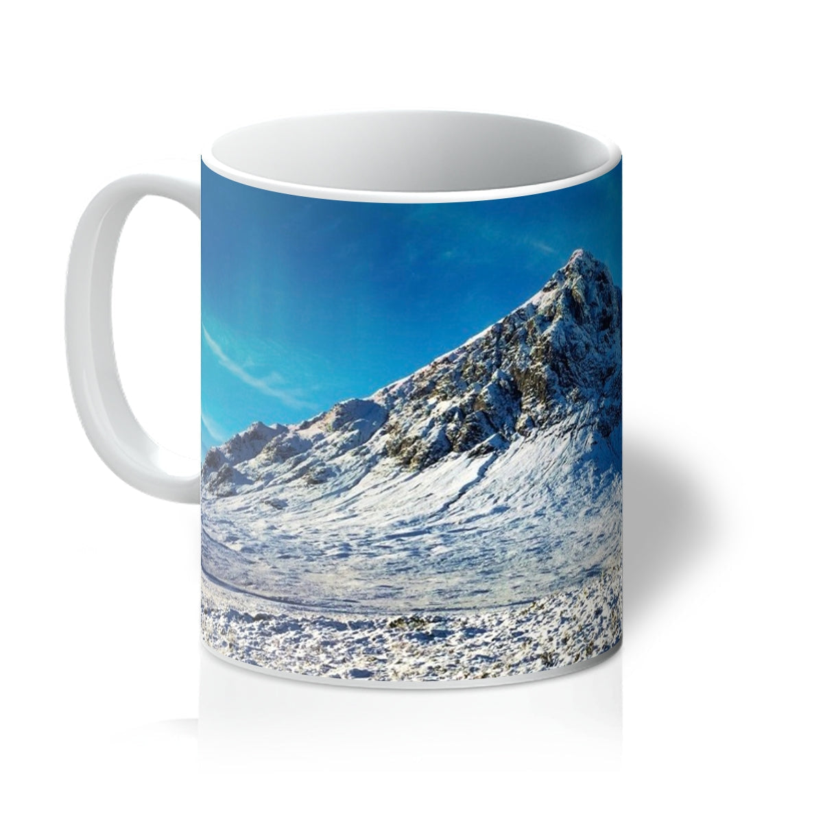 Buachaille Etive Mor Winter Mug with mountain scene design