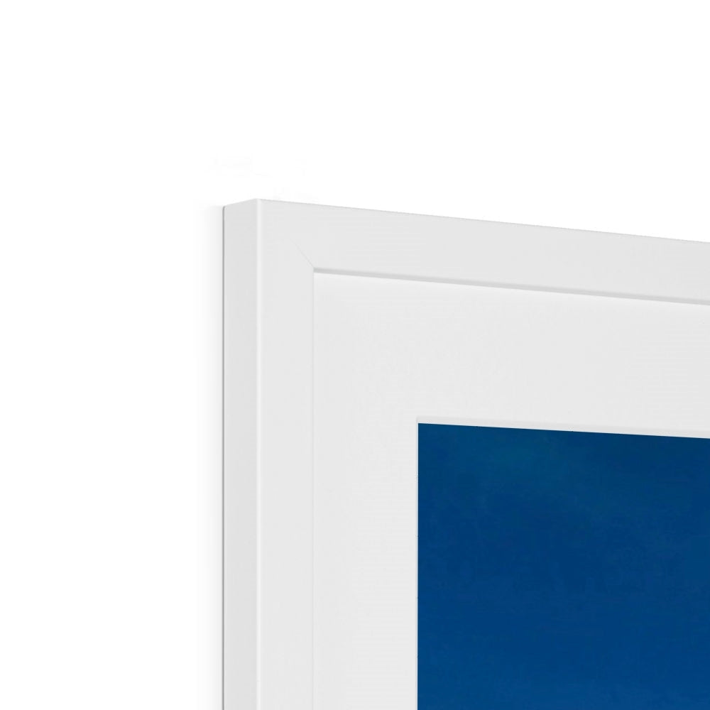 White frame with blue glass panel in Buachaille Etive Mor winter print
