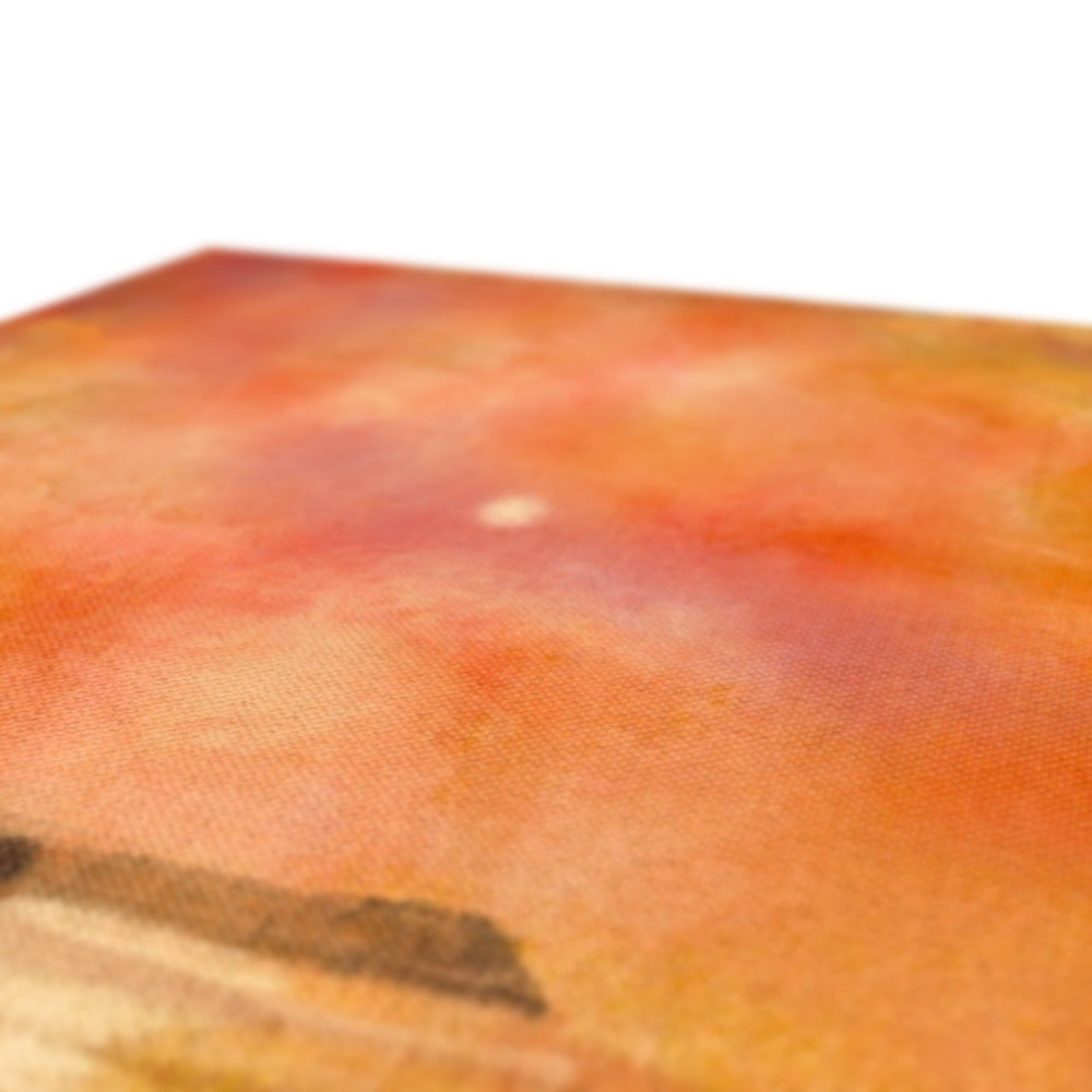 Calgary Beach Sunset Mull Canvas: Orange Pink Watercolor Abstract