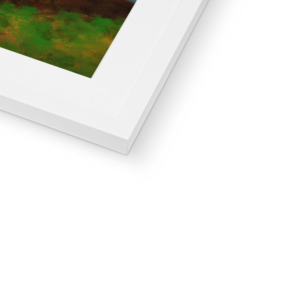 White matte frame with Dunnottar Castle Dusk green abstract art print