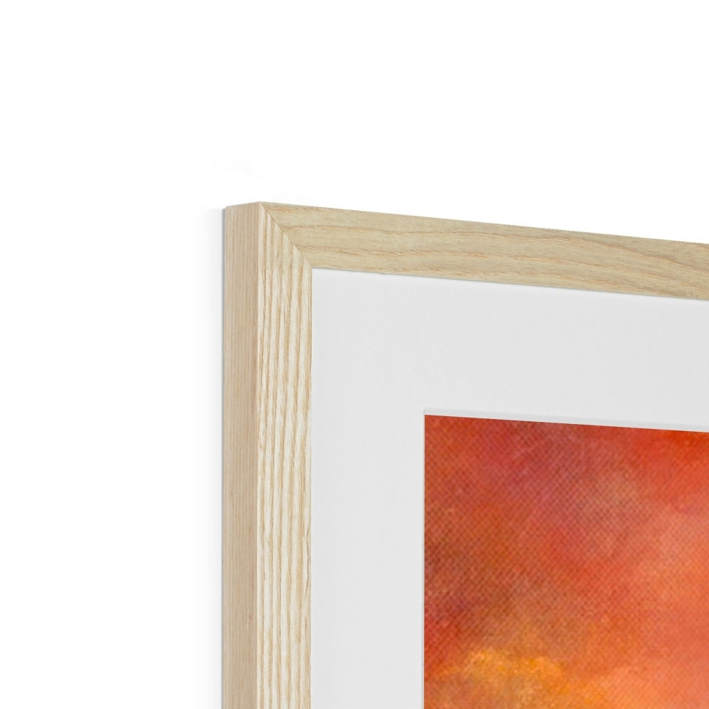 Calgary Beach Sunset Mull framed print in natural wood frame with white mat