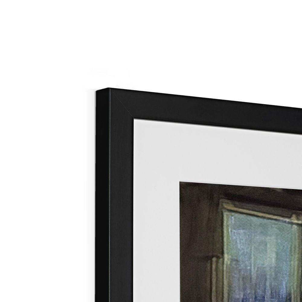 Black wooden picture frame with white mat and glass for Time Art Prints