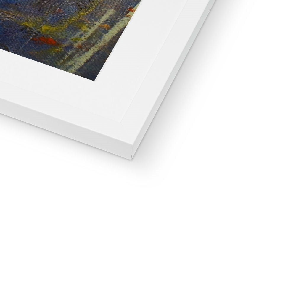 Cairngorms Waterfall Abstract Art Print in White Frame