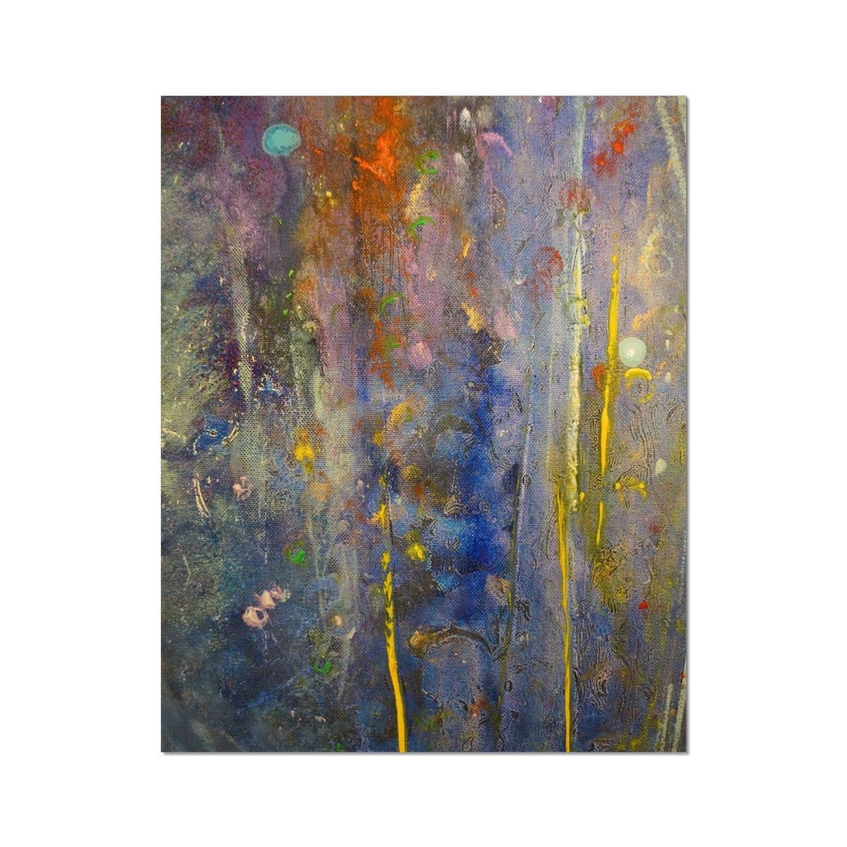 Vibrant abstract Cairngorms waterfall painting on textured canvas print
