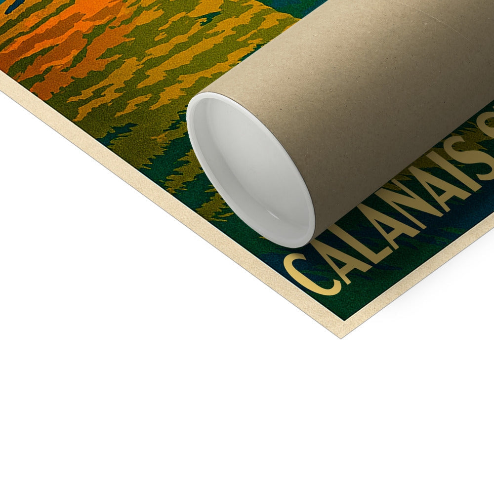 Calanais Standing Stones Isle of Lewis vintage poster in brown tube