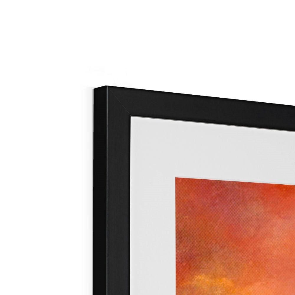 Calgary Beach Sunset Mull framed abstract art print in black frame with orange yellow hues