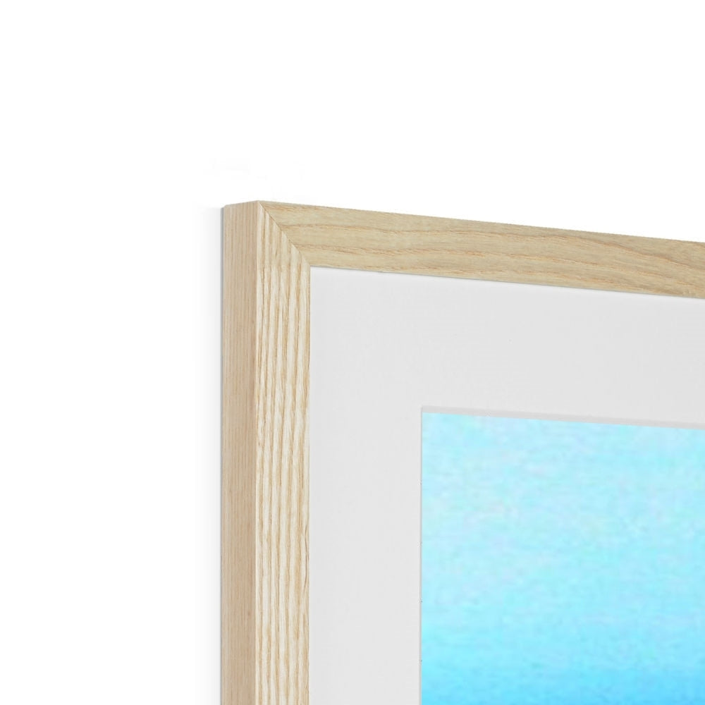Light oak wood frame with vertical groove texture for Calm Framed Print