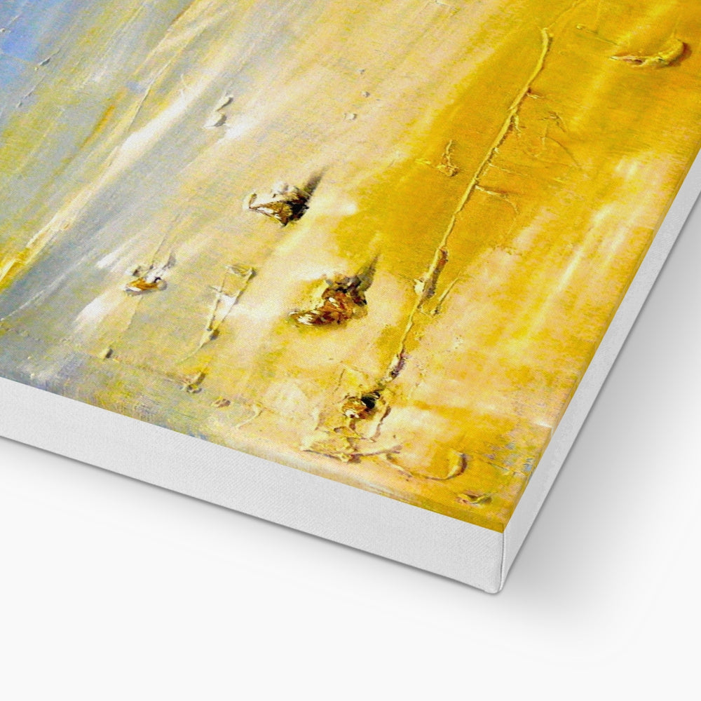 Yellow and white textured abstract Camusdarach Beach Arisaig canvas print