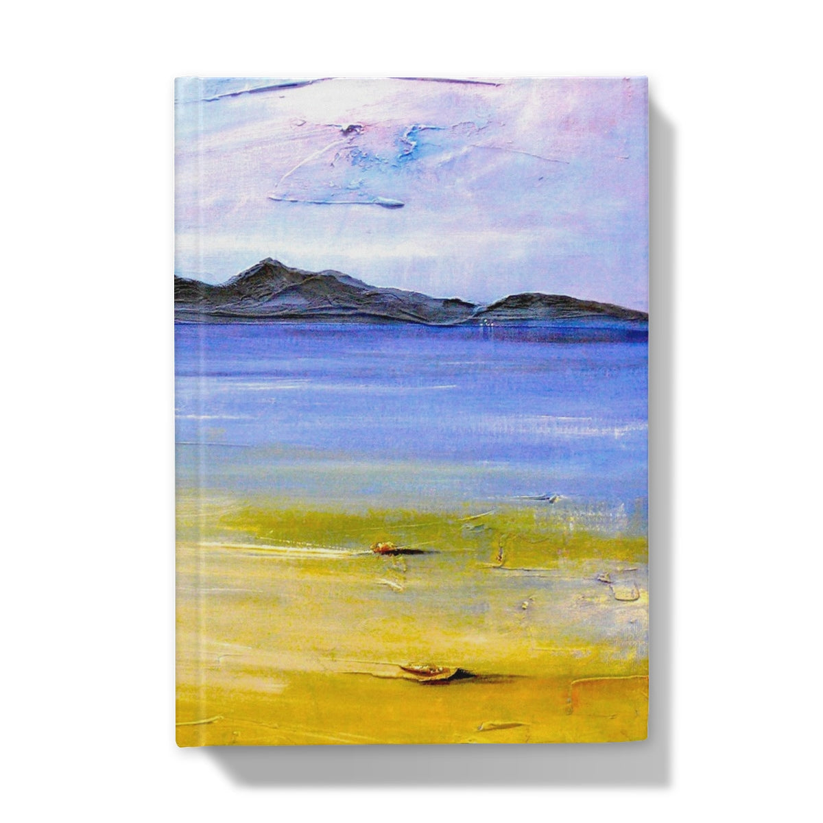 Blue and yellow textured abstract Camusdarach Beach Arisaig journal art