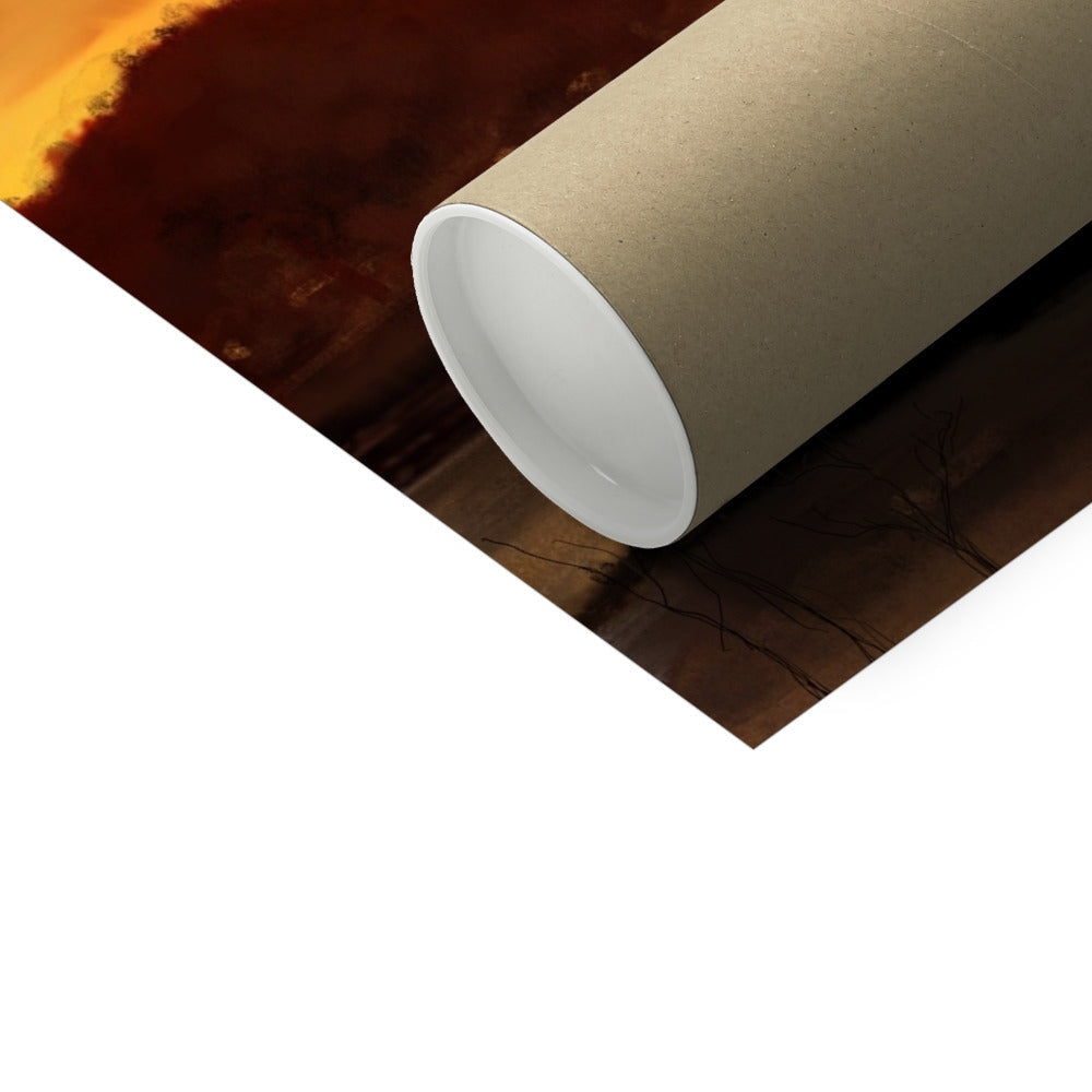 Rolled-up Castle Stalker Dusk Artist Proof Collector Print poster with vibrant dark tones