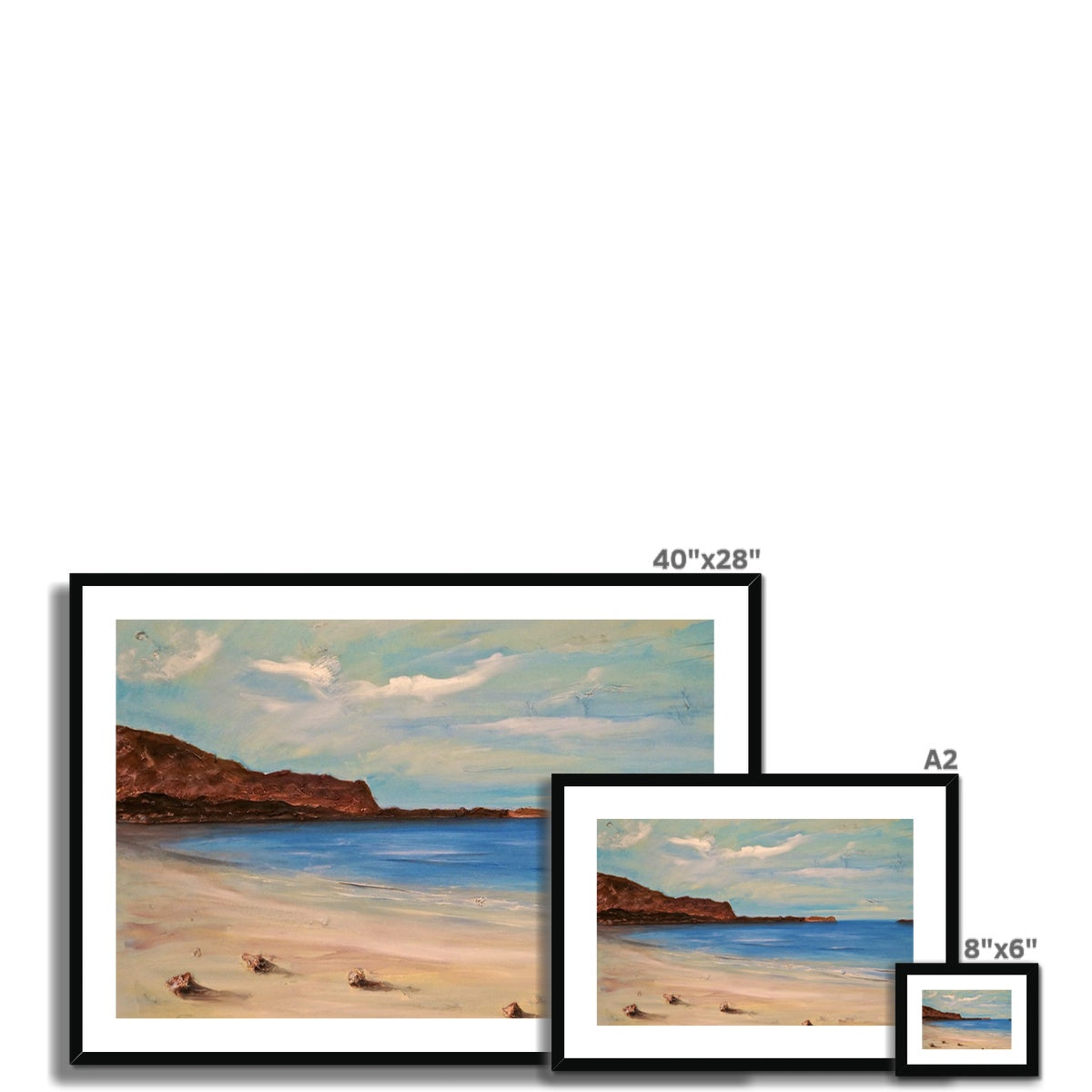 Bosta Beach Lewis 40x28 Framed Print with Black Frame and White Mat