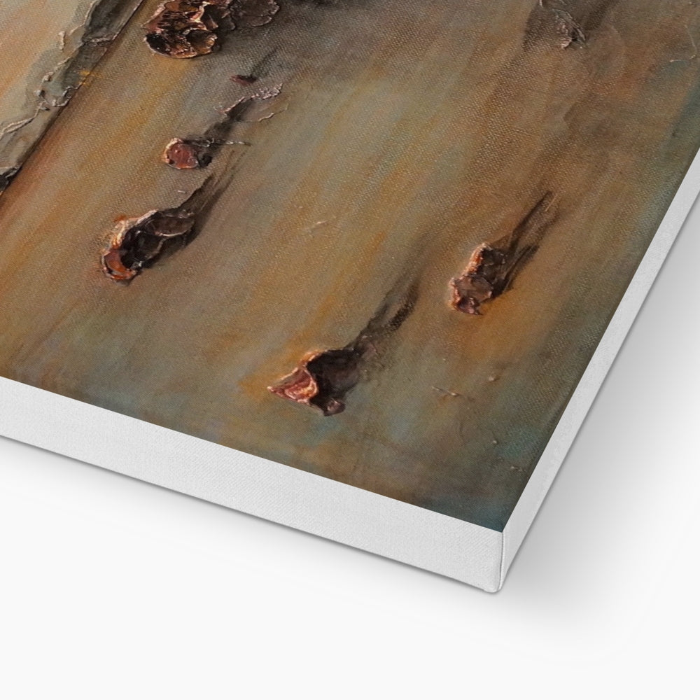 Textured abstract painting on canvas titled Cloch Lighthouse Dawn Canvas