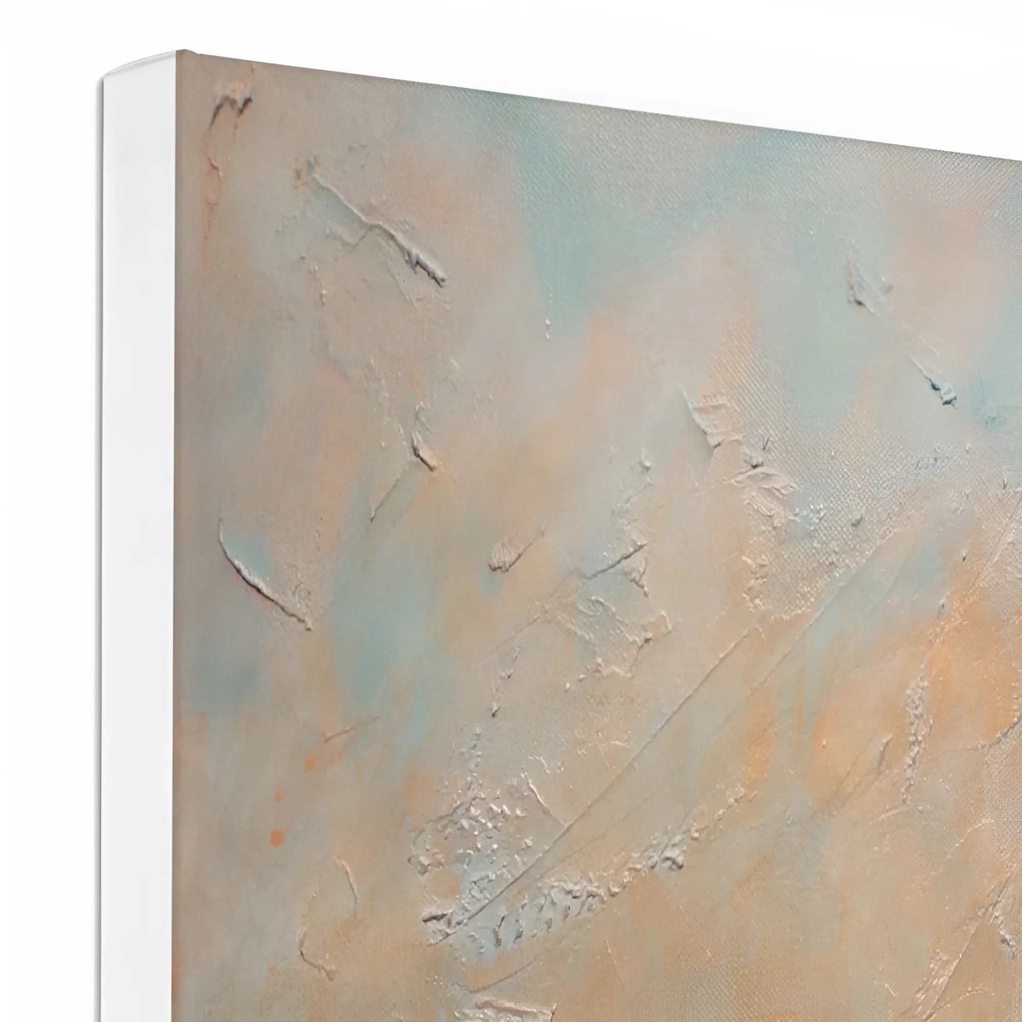 Textured abstract Canvas Art with pastel hues and white gallery wrap edge for Cloch Lighthouse Dawn
