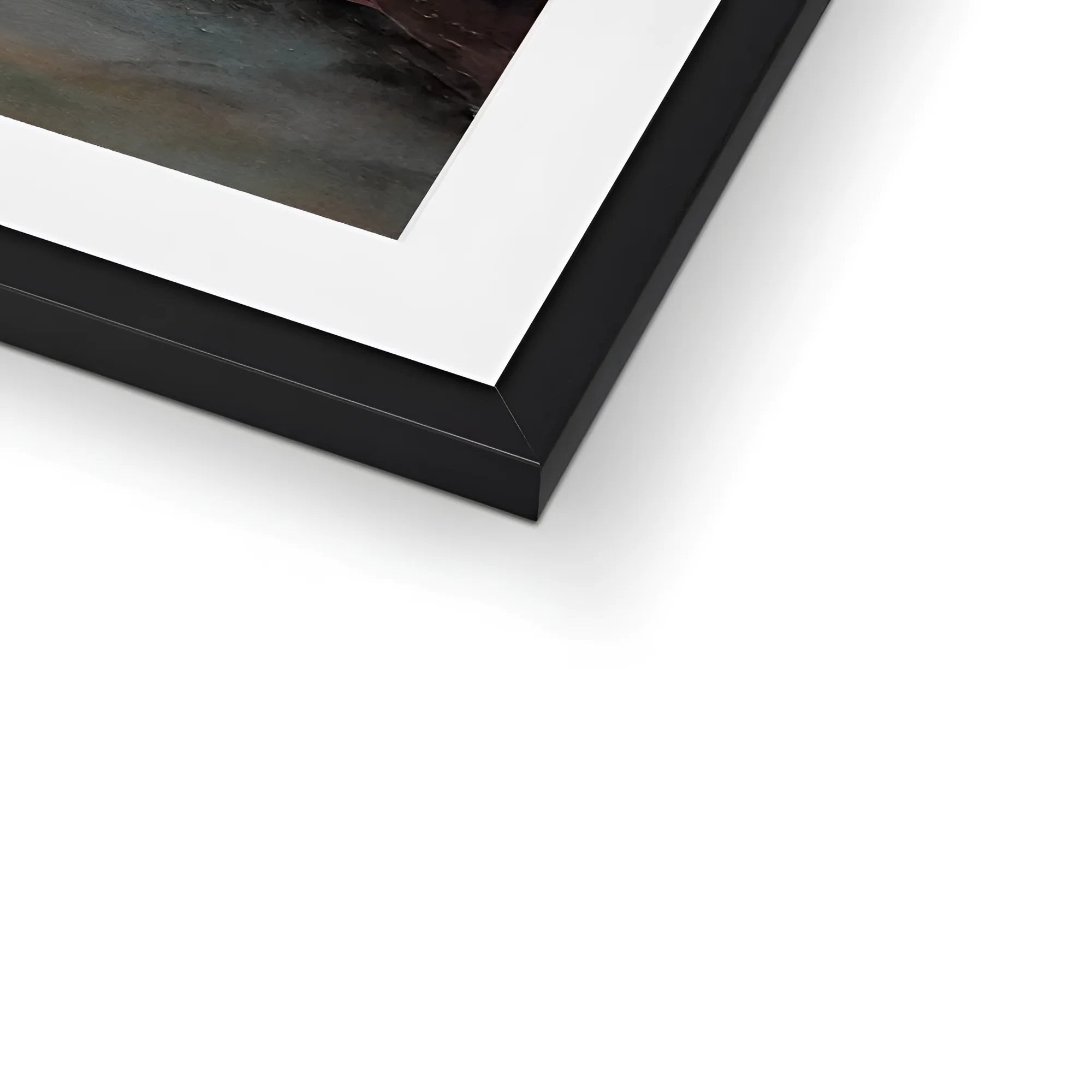 Black framed artwork with a white mat from Cloch Lighthouse Dawn Framed and Mounted Print