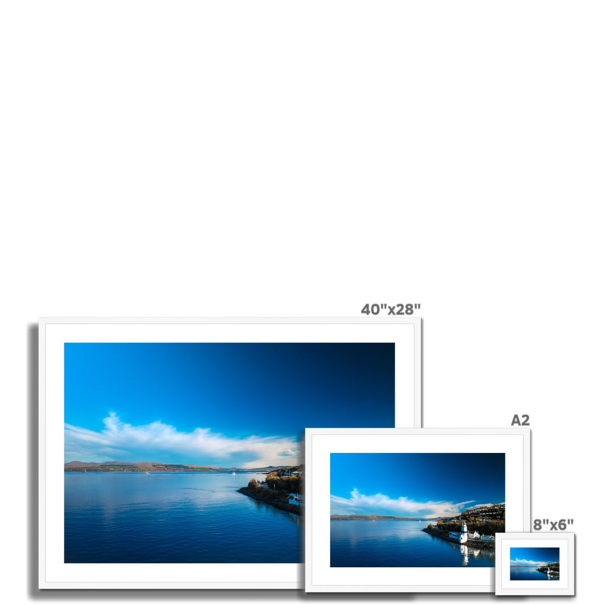 40x28 inch white framed Cloch Lighthouse coastal canvas print