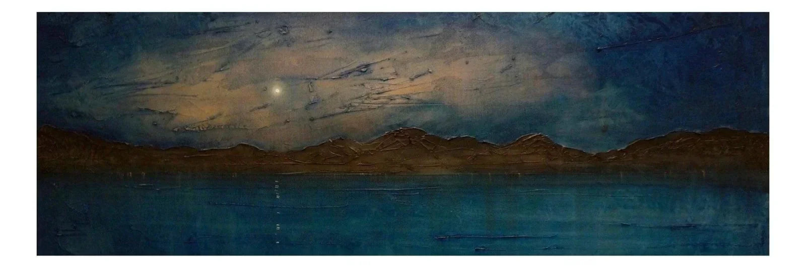 Clyde Prussian Moonlight panoramic painting of starry night sky and mountains