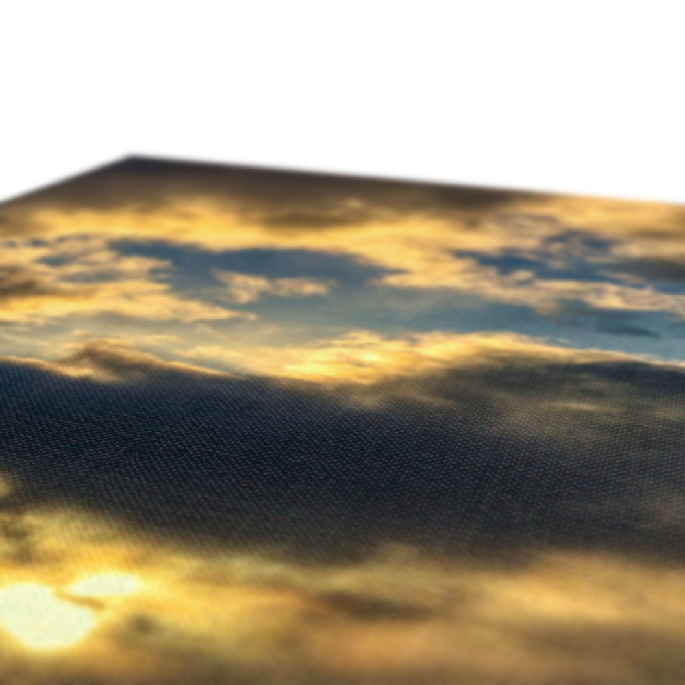 Golden sunset cloud pillow cover on Clyde Seagull canvas print