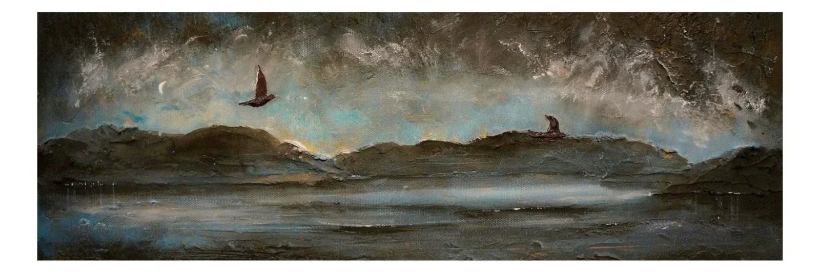 Brown and white seagull on stormy ocean waves in Clyde Storm Brewing painting