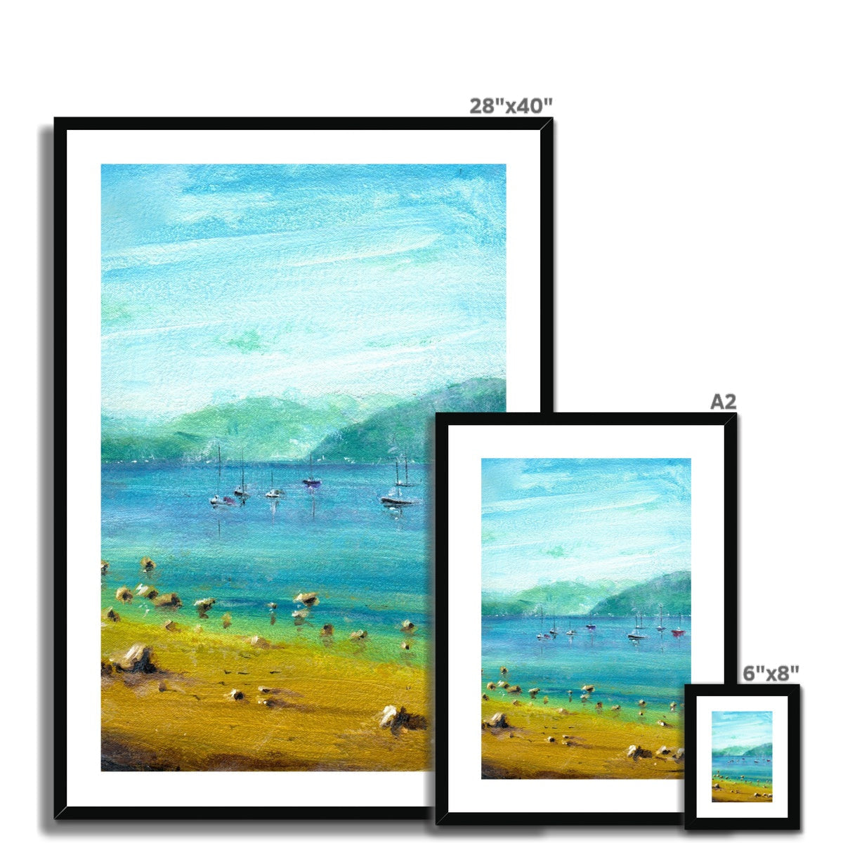 28x40 Framed A Clyde Summer Day Beach Scene with Sailboats