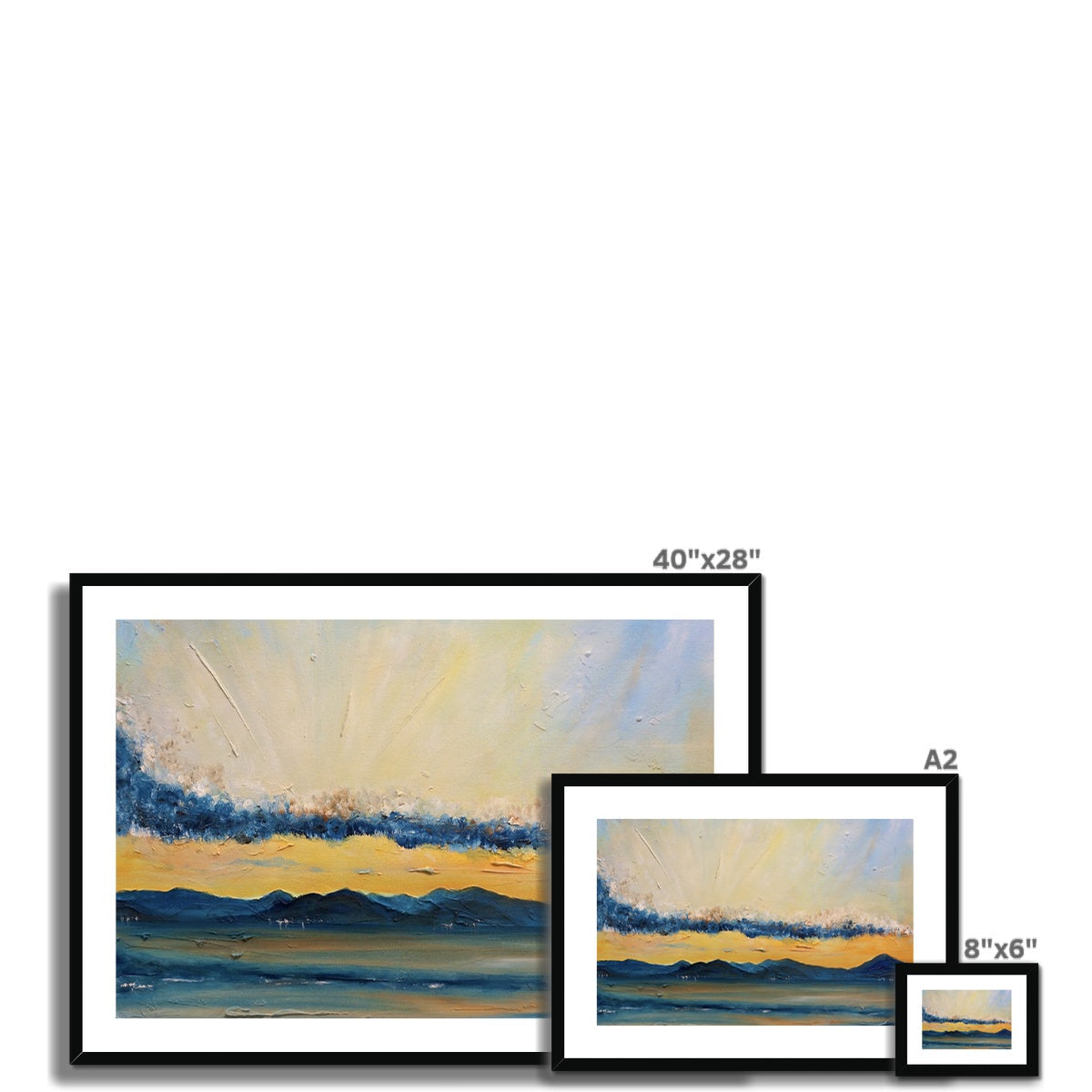 Clyde Summer Storm Clouds 40x28 framed abstract blue-yellow print