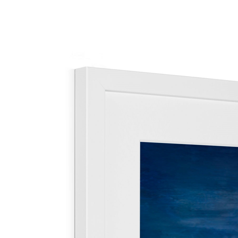 White wooden framed print of Clyde Winter Morning Moon