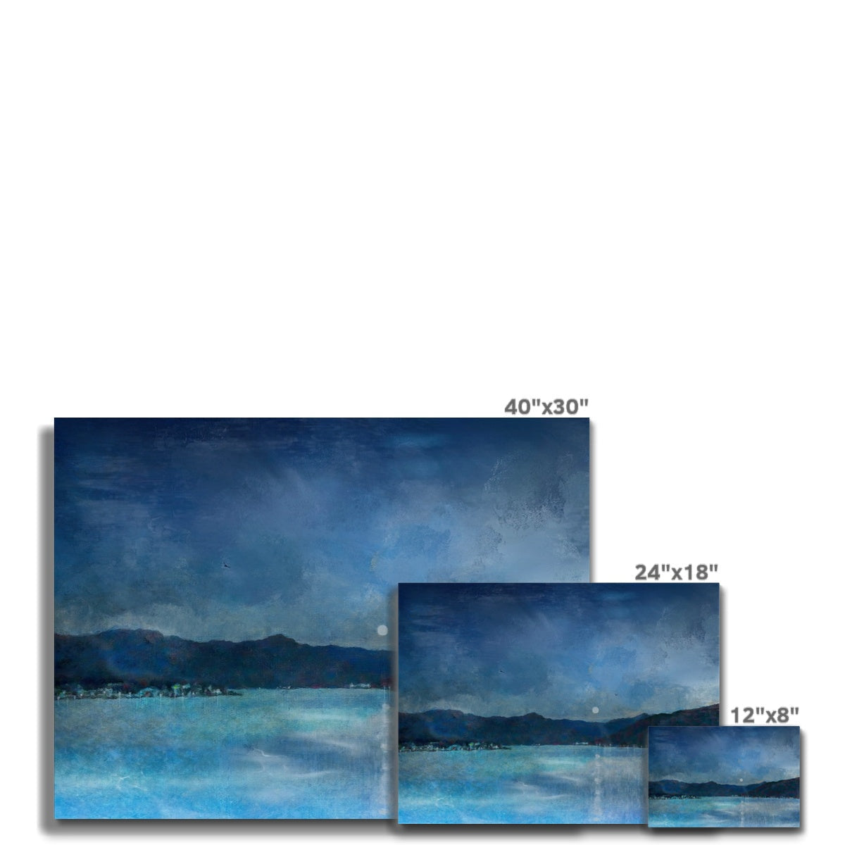 40x30 inch Clyde Winter Morning Moon canvas print of serene night seascape