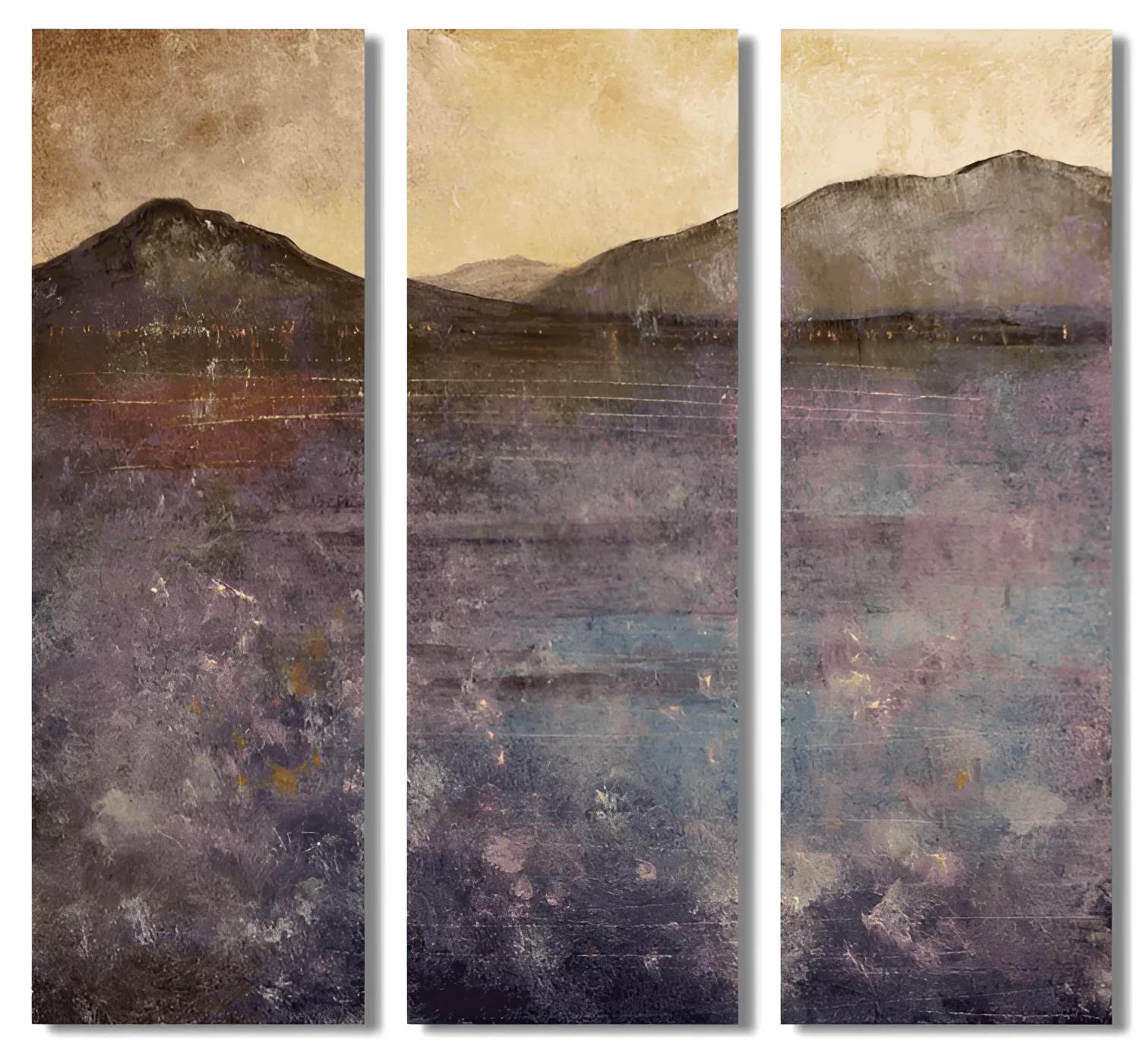 Triptych landscape painting titled Clyde Winter Wall Art from Scotland