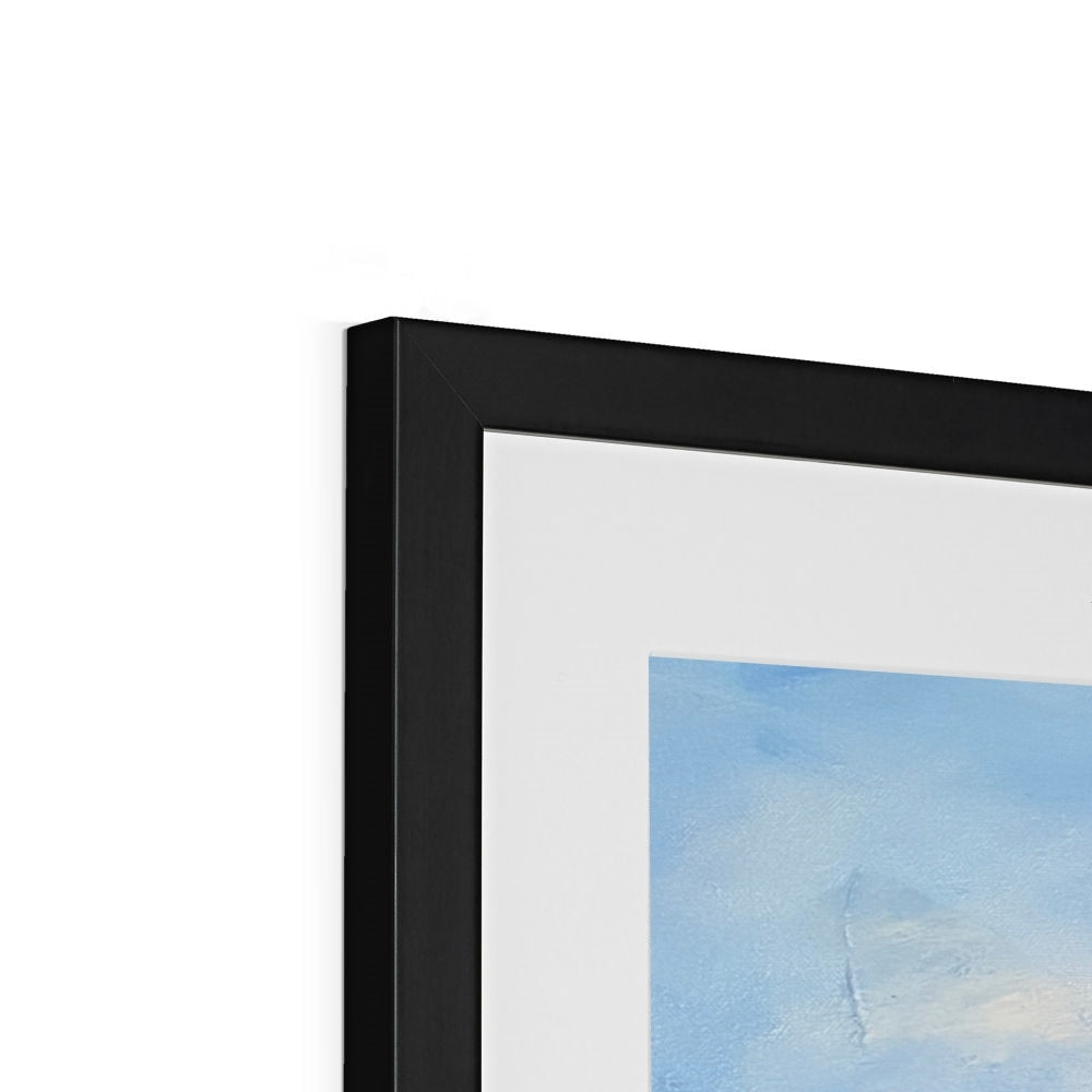 Black matte frame with white mat and abstract Cobbler Arrochar print