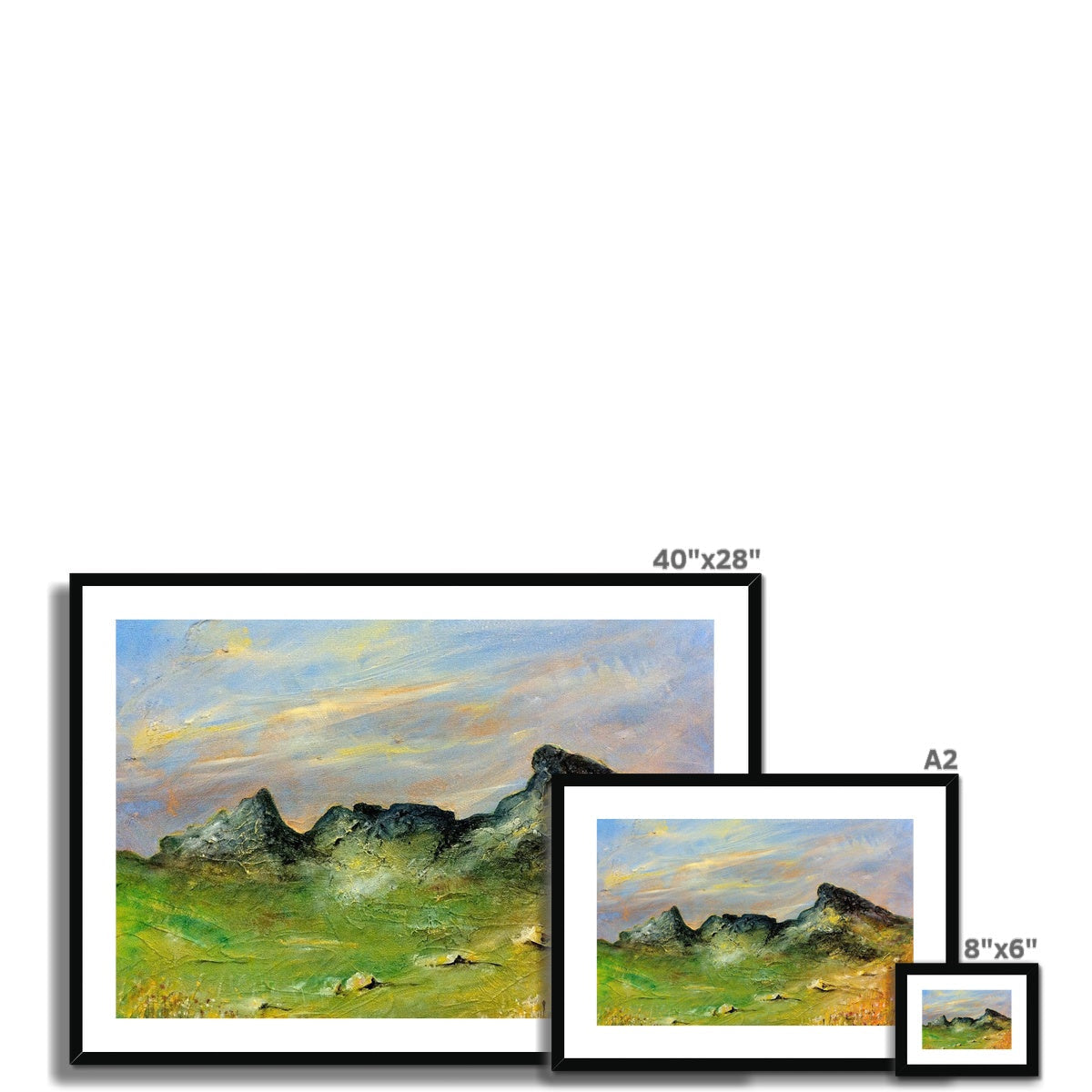 40x28 Framed The Cobbler Landscape Painting Black Frame Green Blue Sky